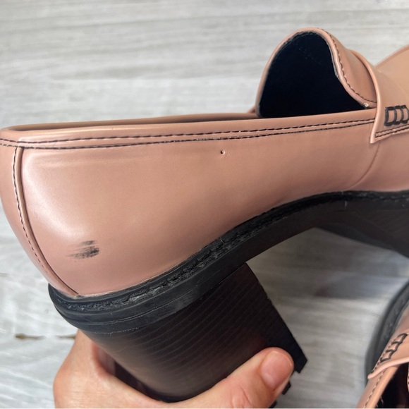 Madden Girl Kassidy Pink Blush Chunky Block Penny Loafer Slip On Heels Size 9 - Picture 12 of 14